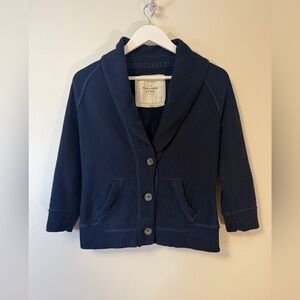 Abercrombie Kids Cardigan Sweatshirt 92 V neck Shawl-Collar Navy Medium EUC